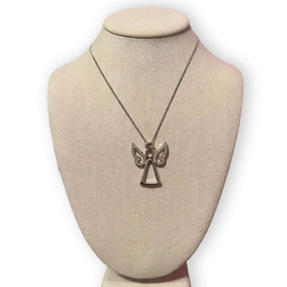 🤯5/$20🤯 Silver And Rhinestone Angel Necklac5